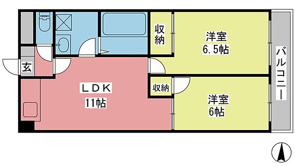 リバティ余戸 ｜愛媛県松山市余戸中6丁目(賃貸マンション2LDK・7階・55.20㎡)の写真 その2