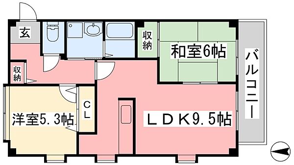 フォブールＫ&N ｜愛媛県松山市水泥町(賃貸アパート2LDK・1階・54.65㎡)の写真 その2