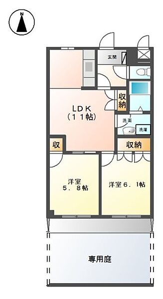 シャルムガーデンＫ ｜愛媛県松山市北斎院町(賃貸アパート2LDK・1階・49.58㎡)の写真 その2