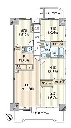 5階東南角部屋...