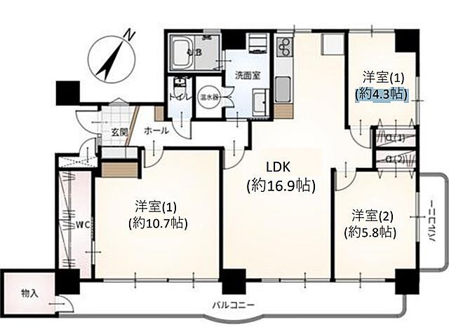 間取り 花京院マンション 9階/905