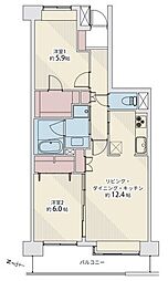 上杉三丁目シティハウス 2LDKの間取図画像