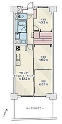 ライオンズマンション西公園第3 3LDKの間取図画像