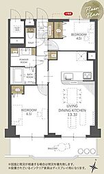 シャンボール二日町 2LDKの間取図画像