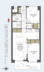 ライオンズマンション北仙台 2LDKの間取図画像