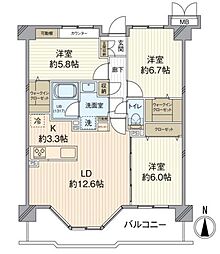 グランドパレス柳生 3LDKの間取図画像