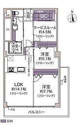 勾当台ハイツ 2SLDKの間取図画像