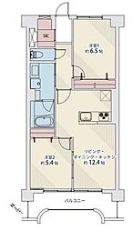 旭コーポラス北仙台 2LDKの間取図画像