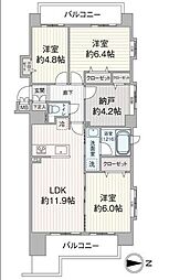 ナイスアーバンステイツ南仙台 3SLDKの間取図画像