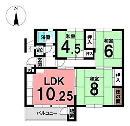 UR都市機構相生山団地49号棟 3LDKの間取図画像