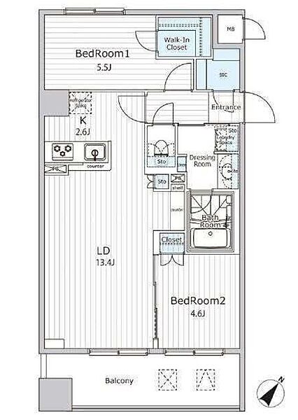 ビエラコート日本橋久松町 501｜東京都中央区日本橋久松町(賃貸マンション2LDK・5階・58.85㎡)の写真 その2