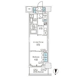 フロンティアレジデンス錦糸公園 4階1LDKの間取り