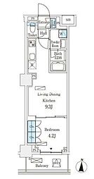 フロンティアレジデンス錦糸公園 4階1LDKの間取り
