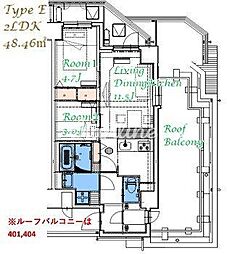 スプランディッド大島 7階2LDKの間取り