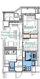 スプランディッド大島 3階2LDKの間取り
