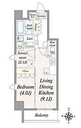 プライマル両国（旧グランパセオ両国III） 9階1SLDKの間取り