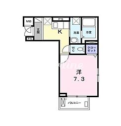 クレスト大島 3階1Kの間取り