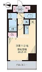 ルアナ亀戸 802 8階ワンルームの間取り