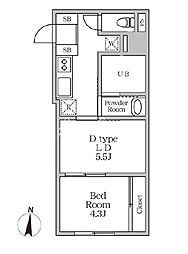 ラヴィエール錦糸公園 9階1DKの間取り