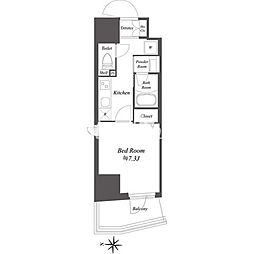 ドゥーエ亀戸II 8階1Kの間取り