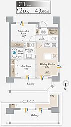 オーキッドレジデンス森下 2DKの間取図画像