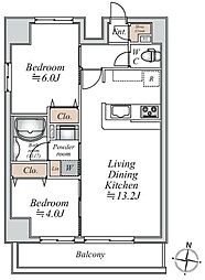 グランカーサ大島 2LDKの間取図画像