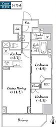 アスマチメゾン両国2 2LDKの間取図画像