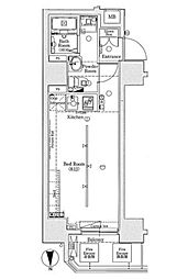 AXAS東京イーストレジデンス ワンルームの間取図画像