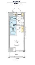 プラウドフラット亀戸 1Kの間取図画像