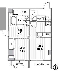 エスレジデンス亀戸バーム(S-RESIDENCE亀戸balm) 2LDKの間取図画像