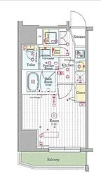 スカイコートプライムカメイド 1Kの間取図画像
