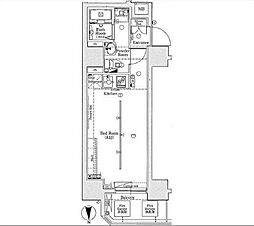 AXAS東京イーストレジデンス ワンルームの間取図画像