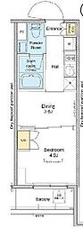 プラウドフラット亀戸 1DKの間取図画像