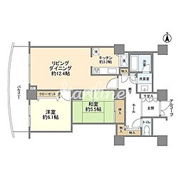 ザ・ガーデンタワーズサンセットタワー 2LDKの間取図画像