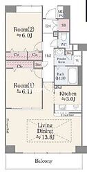 メゾンシャルム 2LDKの間取図画像