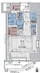 エステムコート亀戸TOKYOEAST 1Kの間取図画像