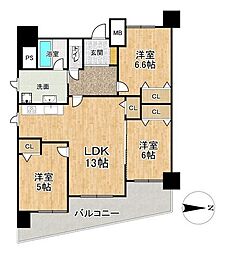 ヴェルビュせんげん台ステーションプラザ 3LDKの間取図画像
