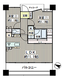ナイスウィングスクエア横濱阪東橋 2LDKの間取図画像