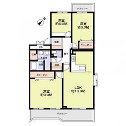 コープ野村香椎駅東B棟 4LDKの間取り