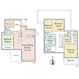 西鉄天神大牟田線 西鉄平尾駅 徒歩23分 4LDKの間取り