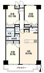 グローリア初穂鎌倉岡本 3LDKの間取り