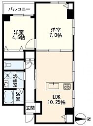 ポートハイム第二吉野町 2LDKの間取図画像