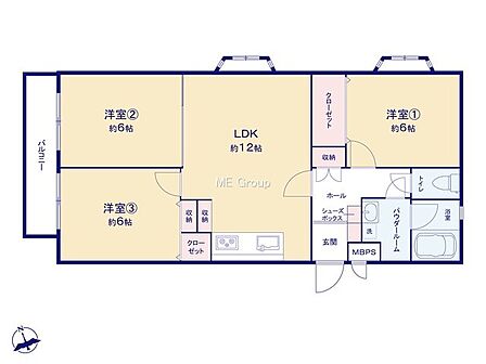 3LDK 間取り