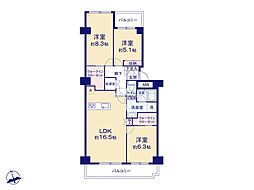 鎌倉グリーンマンション 3LDKの間取図画像