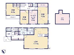 横浜市港南区港南台1丁目　新築未入居戸建　全8棟　4号棟 3SLDKの間取り
