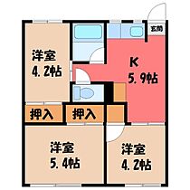 栃木県宇都宮市平松本町（賃貸アパート3K・1階・42.36㎡） その2