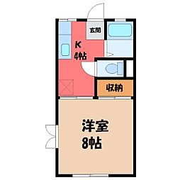 わかばハイツ 1階1Kの間取り