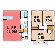 栃木県宇都宮市大和2丁目（賃貸一戸建3LDK・2階・77.42㎡） その2