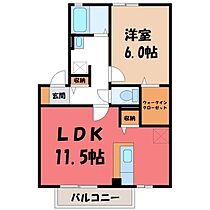 栃木県宇都宮市針ケ谷1丁目（賃貸アパート1LDK・1階・44.18㎡） その2