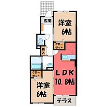 栃木県真岡市東光寺1丁目（賃貸アパート2LDK・1階・53.81㎡） その2